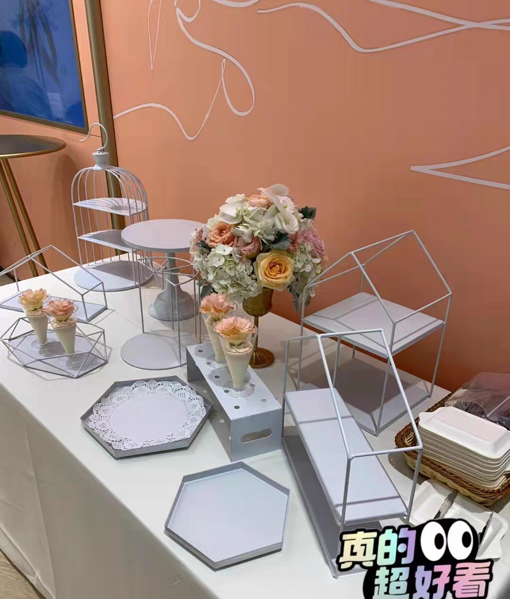Estilo europeo blanco decoración de la mesa de postre soporte de exhibición de la torta de la boda estante merienda té de la tarde postre bandeja de pastelería