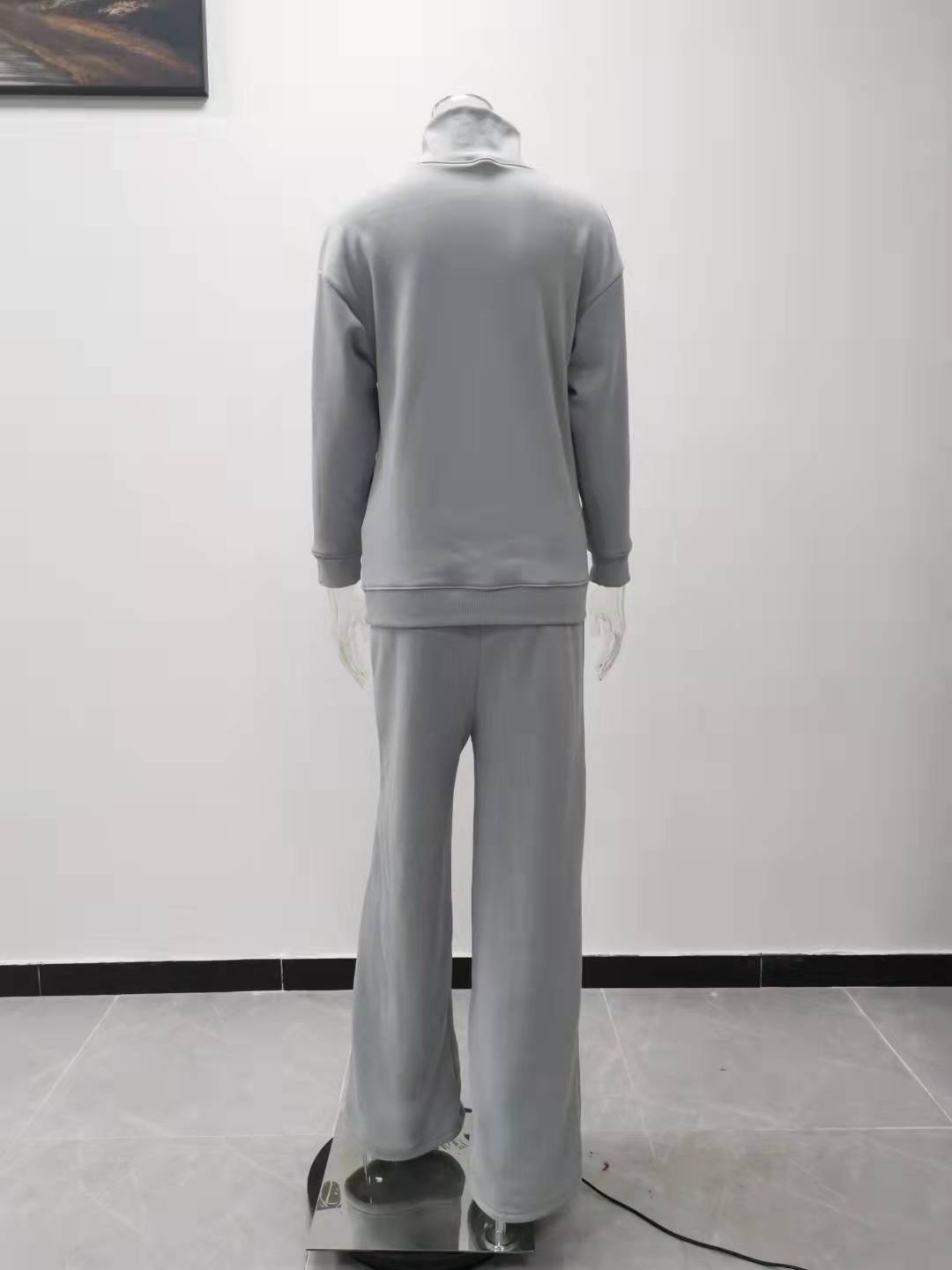 Turtleneck Neckline Daily Street Women's Casual Solid Color Cotton Blend Spandex Pant Co-ord Set Pants Sets