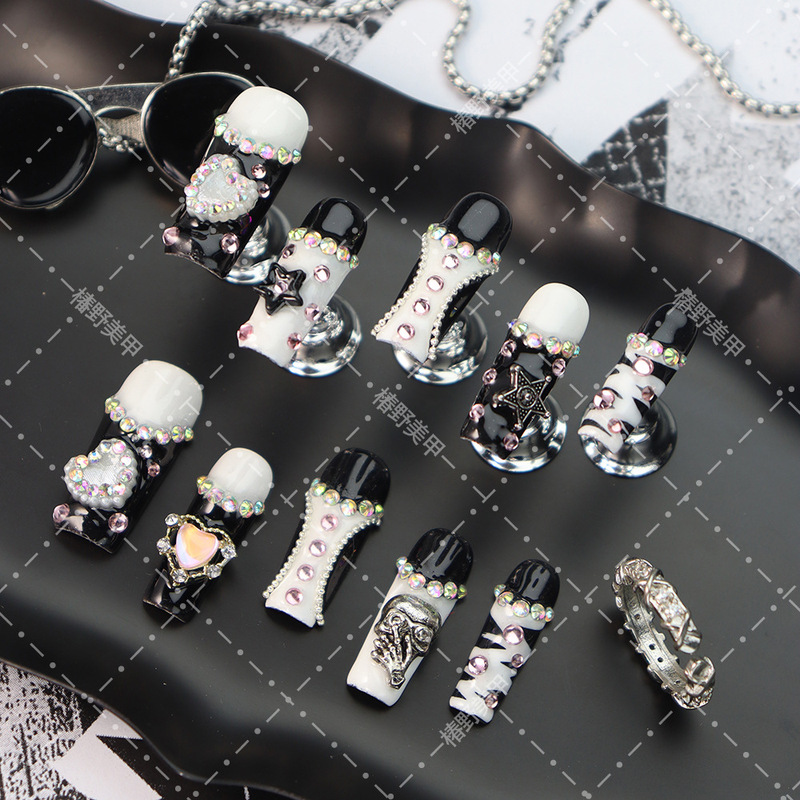 Wholesale Nail Art, European and American Sweet Cool Girl Style, Mysterious Dark Style, Retro Black and White, Handmade Nail Stickers