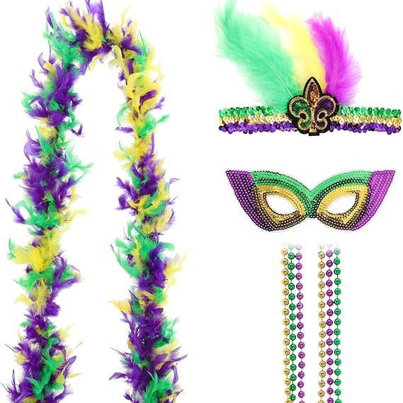 2025 Mardi Gras fiesta de carnaval Brasil Halloween fiesta de carnaval tricolor correa de pelo conjunto de corbata
