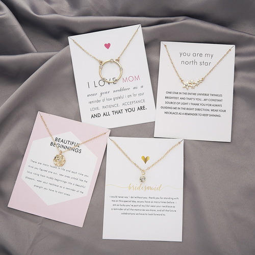 AliExpress New Paper Card Necklace Fashion Versatile Moon Star Tassel Adjustable Yellow Card Paper Card Necklace Women