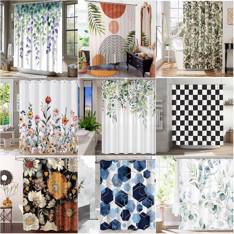 Polyester Printed Shower Curtain Bathroom Curtain Boho Amazon Hot Sale Foreign Trade New Model Temu