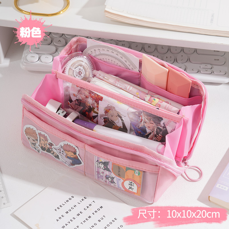 Transparent pencil bag 10-layer prism junior high school boy and girl pencil case simple high-value ins large capacity stationery bag