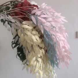 把束柳叶婚庆礼堂插花布景家居酒店仿真绿植外贸把花叶材装饰