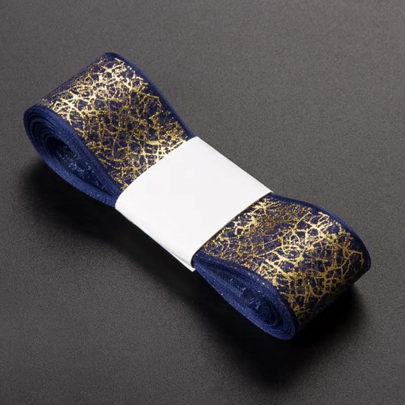 En stock venta al por mayor 2,2 borde dorado cinta regalo de cumpleaños pastel embalaje cinta arco flor regalo