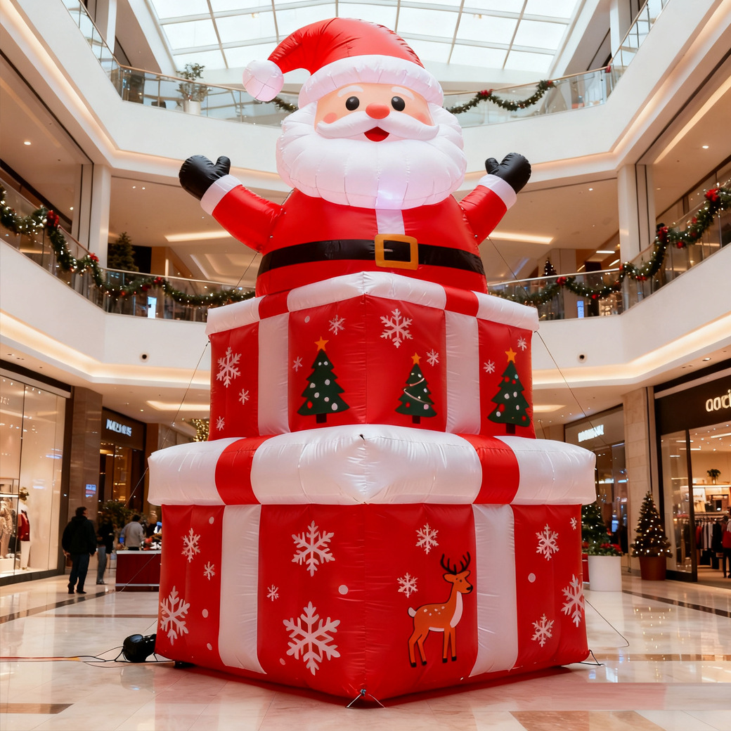 Navidad transfronteriza infláble Papá Noel escalera regalos trineo al aire libre decoración de fiesta modelo de aire