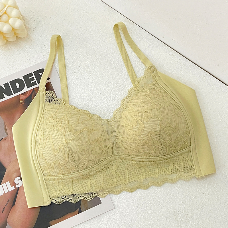 Primavera y verano nueva ropa interior de encaje inalámbrico cómodo push up sujetador sin costuras taza delgada sujetador de ajuste de mama