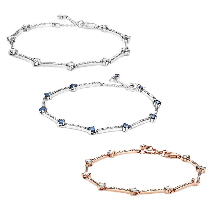 Original Beaded Bracelet, Pure Silver, Sparkling, Imported Micro-inlaid Chain, Fashionable DIY Accessory, Gift_voghion.com