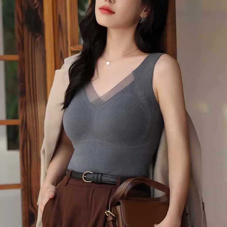 2025 invierno chaleco caliente de grafeno para mujeres de lana gruesa con cojín de pecho una taza fija con ropa interior image 7