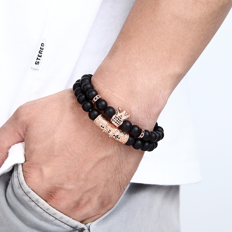 Unisex Gender Hip-Hop Geometric Crown Glass Unisex Bracelets