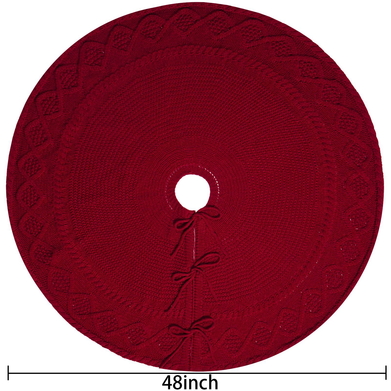 Navidad transfronteriza falda de árbol de punto rojo de punto árbol de Navidad correa delantal árbol de Navidad decoración de vacaciones