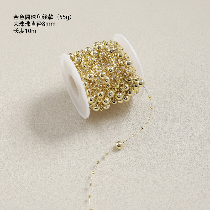 Hilo de pescado de perlas doradas de 10 metros