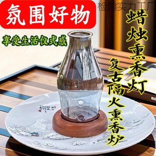 Incense Burner with Fireproof Design, Glass Incense Burner, Candle Incense Lamp, Aromatherapy Lamp, Candle Heating Stove