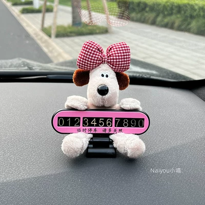 Nömrəli dayanma kartı Parking Number Plate with Phone - red-checkered-bow-tie-paw-patrol-number-tag-pink-foldable-style