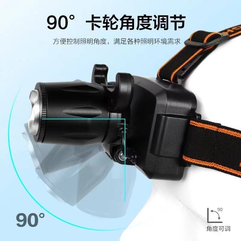 Faro ligero fuerte carga súper brillante inducción zoom impermeable lámpara de pesca nocturna lámpara de iluminación remota lámpara de minero montada en la cabeza al aire libre