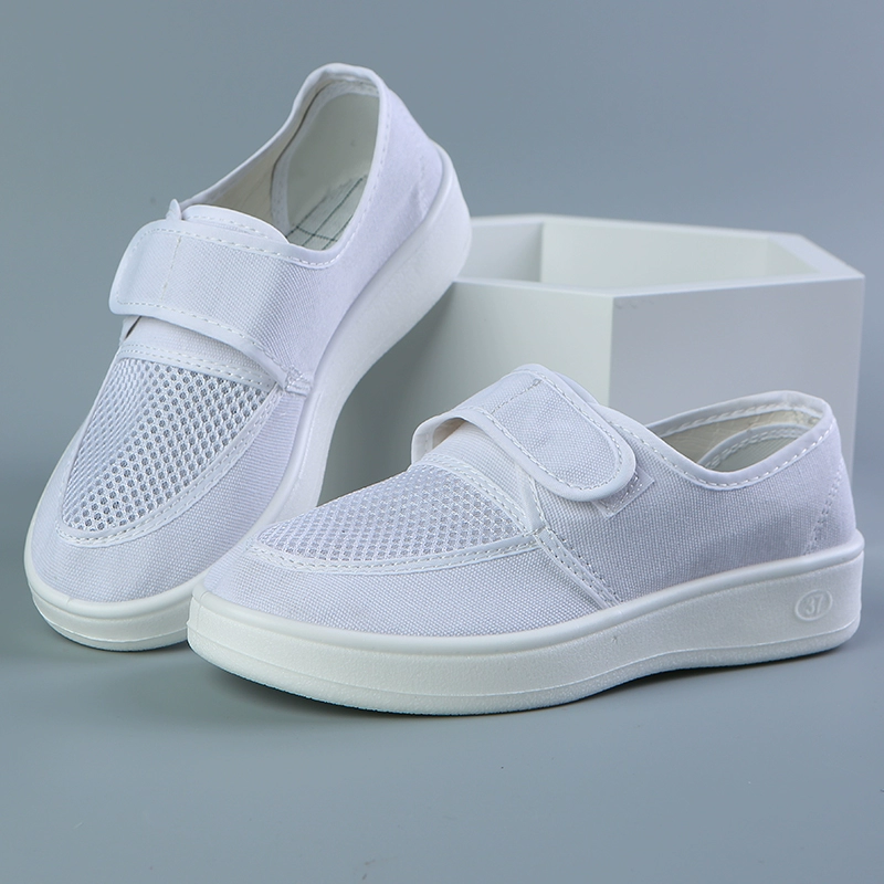 Антистатическая обувь с липучкой сетчатая обувь без пыли чистый и воздухопроницаемый холст PU мягкий подошв для комфорта мужская и женская рабочая обувь