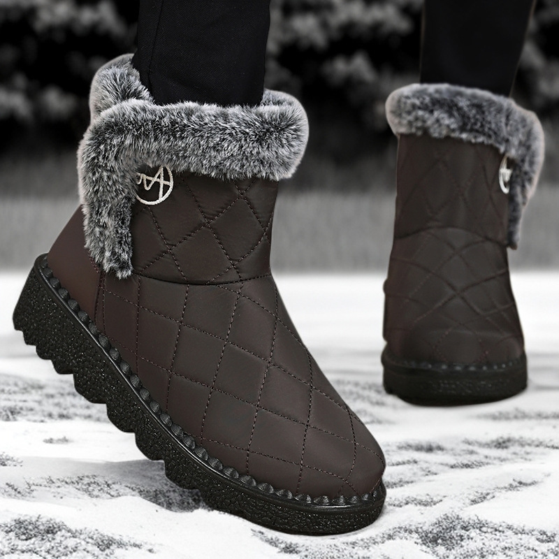 Zapatos de algodón para mujer nuevo estilo transfronterizo más botas de nieve gruesas de terciopelo botas cálidas botas de algodón de alta calidad ligeras de poliuretano al por mayor