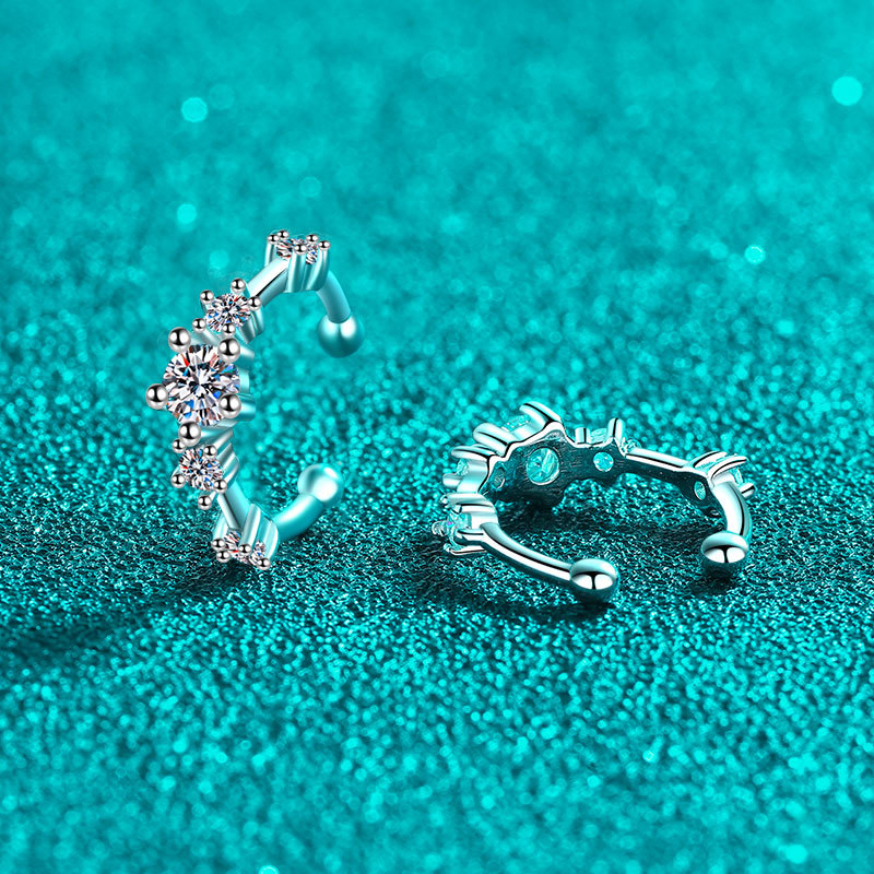 Moissanite Hoop Earrings In Sterling Silver D Colour Minimalist_voghion.com