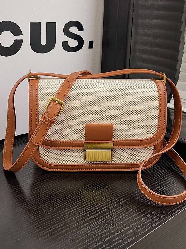 Nicho de diseño de lino empalmado bolso para mujeres 2024 nueva moda moda bolso cuadrado pequeño bolso casual simple mochila