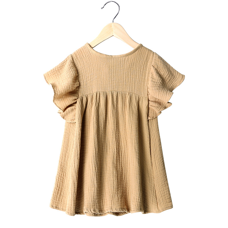 Casual Solid Color Cotton And Linen Girls Dresses display picture 1