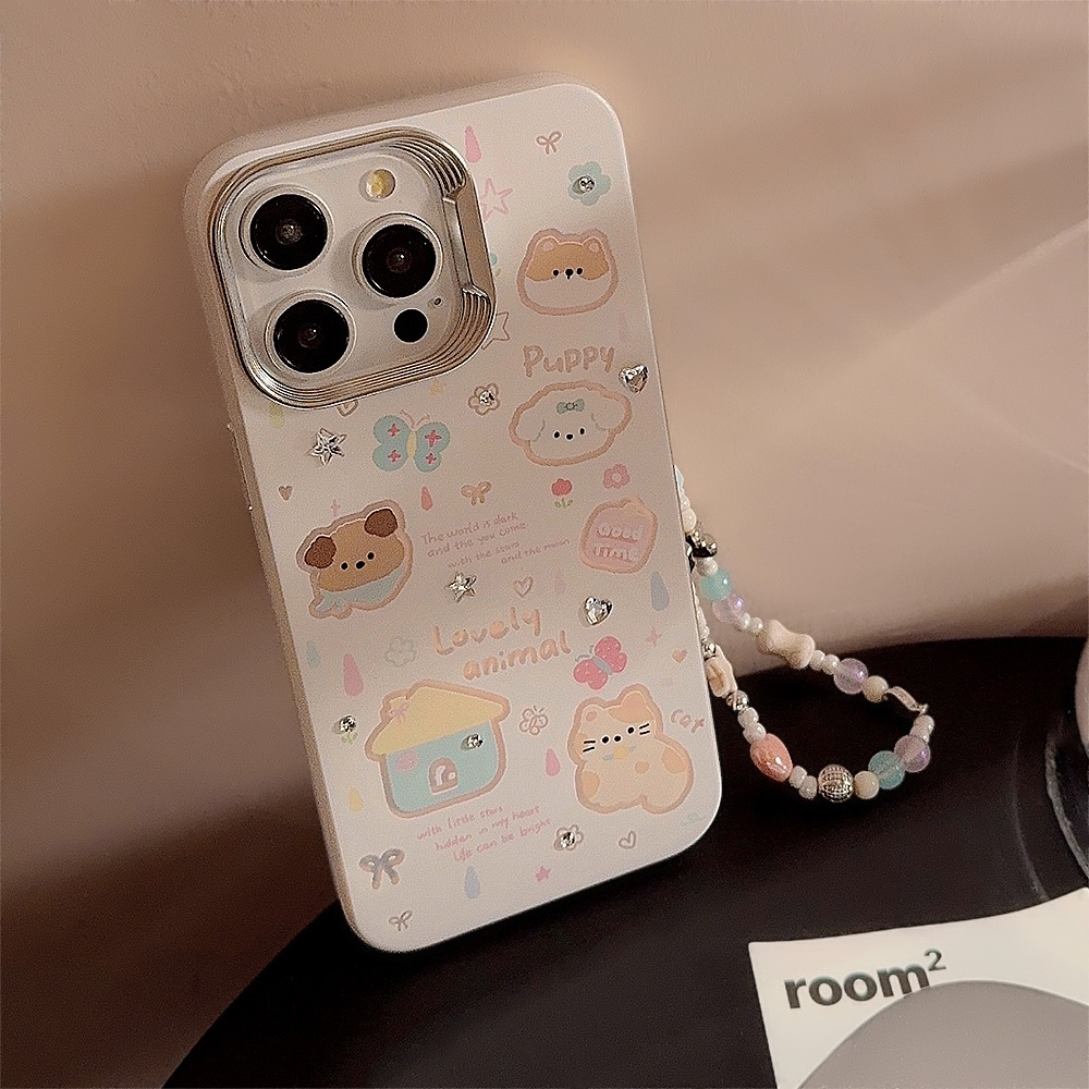 Cachorro de dibujos animados gatito familia para iPhone14 funda para teléfono móvil 15ProMax Apple 13 hembra 12 cadena 14PM