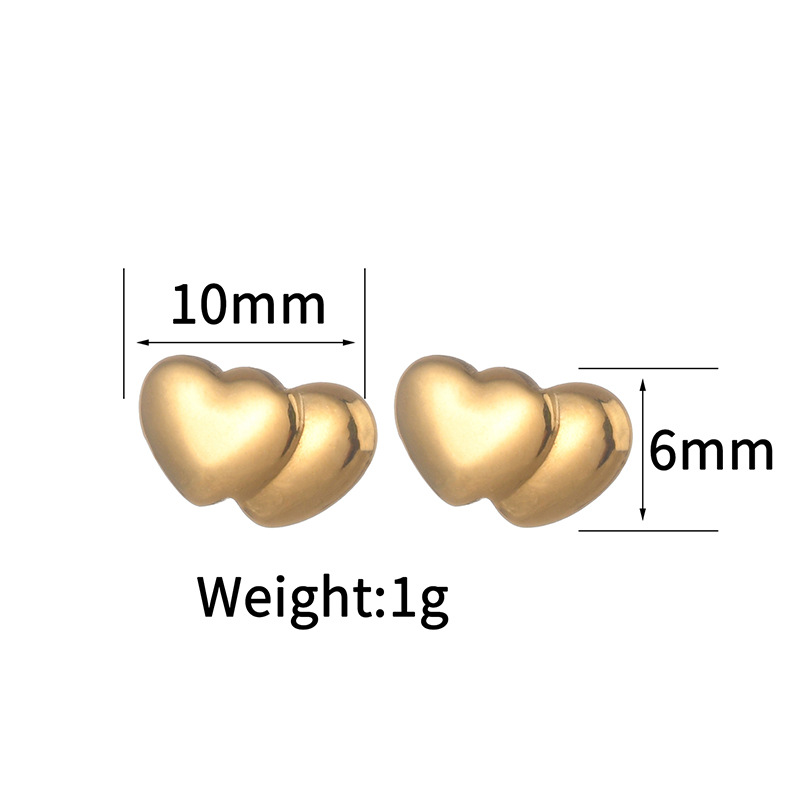 4g Weight PVD Coated Gold Plating Process 201 Stainless Steel Ear Needle Material 18K Real Gold Plated Plating Material Stone-Free Inlay Material Ear Studs Classification 1 Pair Casual Simple Style Streetwear Heart Shape Crown Plating 304 Stainless Steel Ear Studs