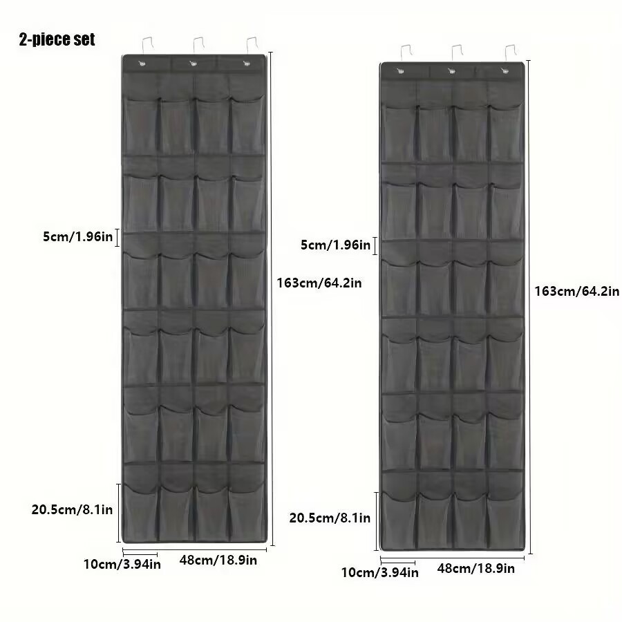 후크 3개 회색 24칸 수납 걸이 가방 163-48cm