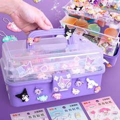 Kuromi 3D Stereo Sticker Cream Glue Gukka Sticker Set Full Children's Toys Girl Birthday Gift