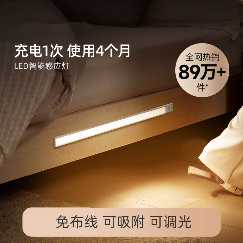 lámpara de noche de inducción magnética LED strip armario lámpara de cocina armario de zapatos armario de vinos lámpara de pasillo LED lámpara de correa