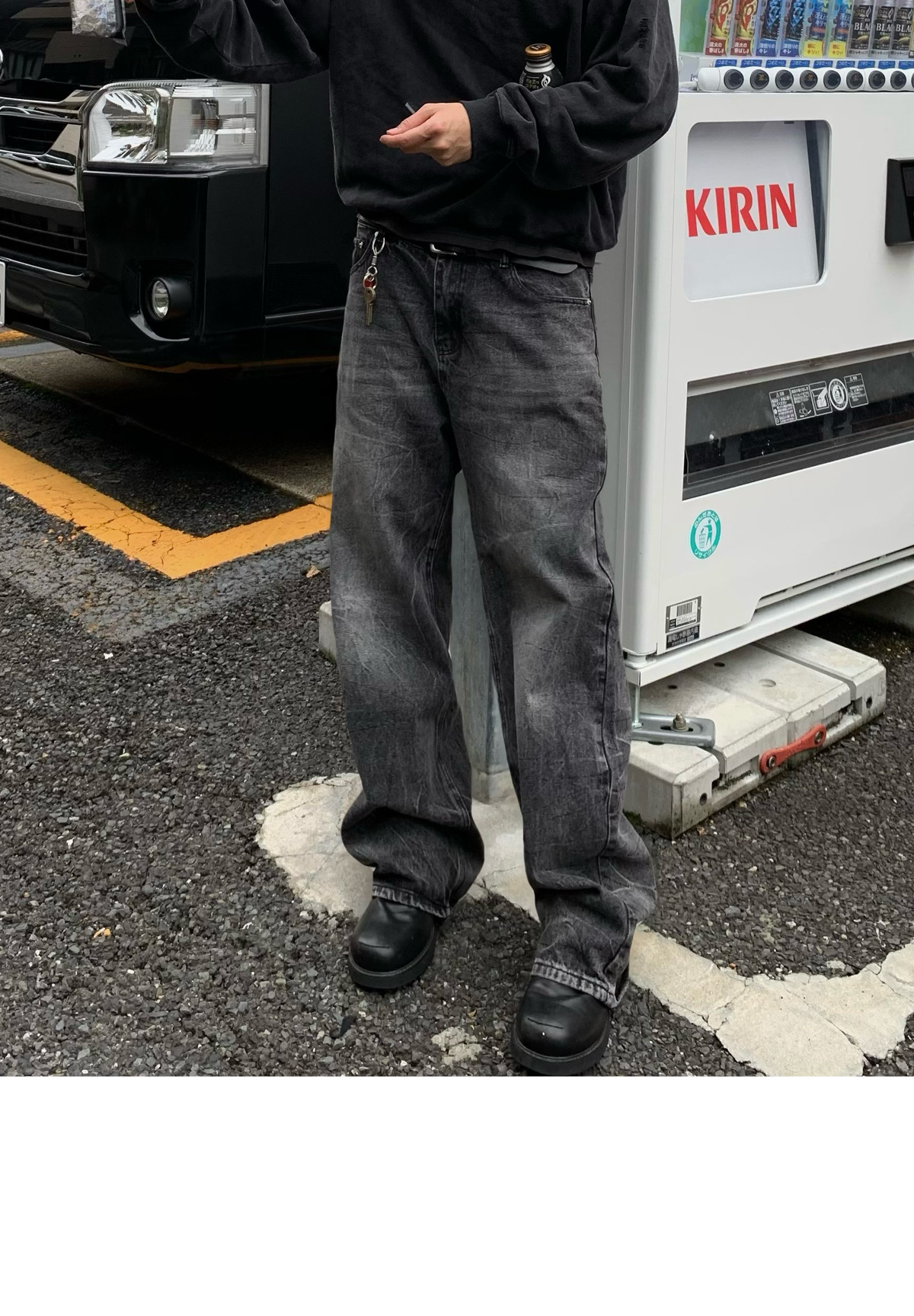 Unisex Vintage Cracked Wash Black Baggy Jeans – Retro Distressed High Street Loose Fit Denim Pants_mkmklike.com