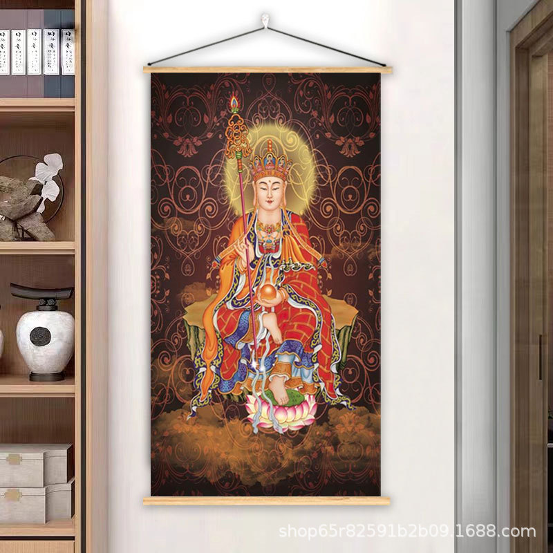 High-definition Solemn Ksitigarbha Bodhisattva Portrait Hanging Painting Buddha Home Home Home Home Home Home Home Home Home Home Home Buddha Buddha Portrait Painting Scroll Hanging Painting Hanging Shaft