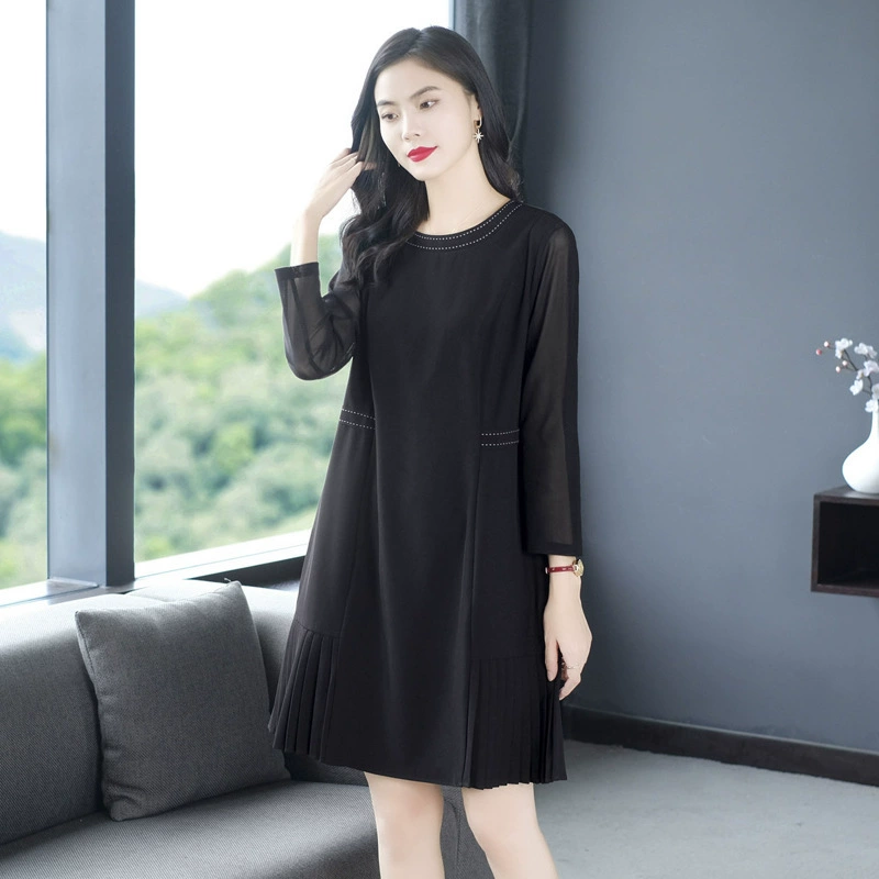 Свободное летнее элегантное платье с длинными рукавами больших размеров, Элегантное Длинное устойчивое к морщинам платье, женская одежда для полных девочек