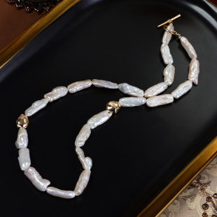 Baroque special-shaped natural freshwater pearl necklace French vintage pipa beads clavicle chain simple versatile wholesale
