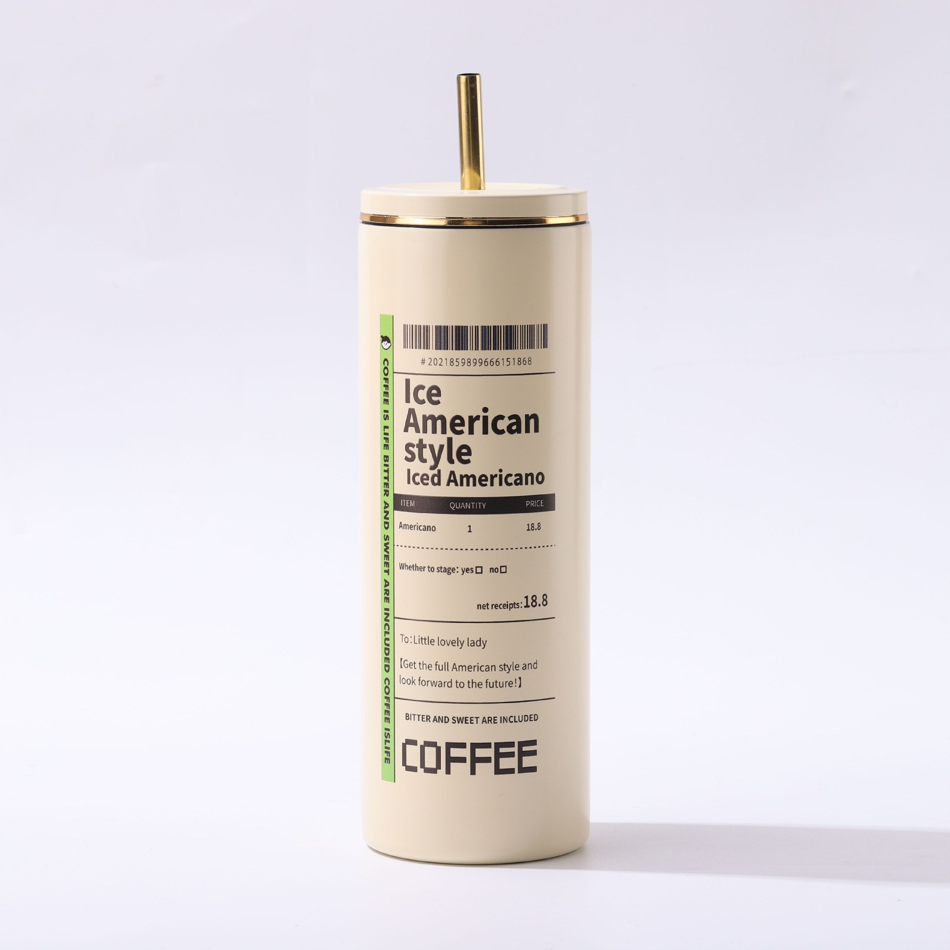 Transfronterizos nuevos ins taza de vacío de acero inoxidable simple de alto aspecto portátil taza de café taza de paja portátil