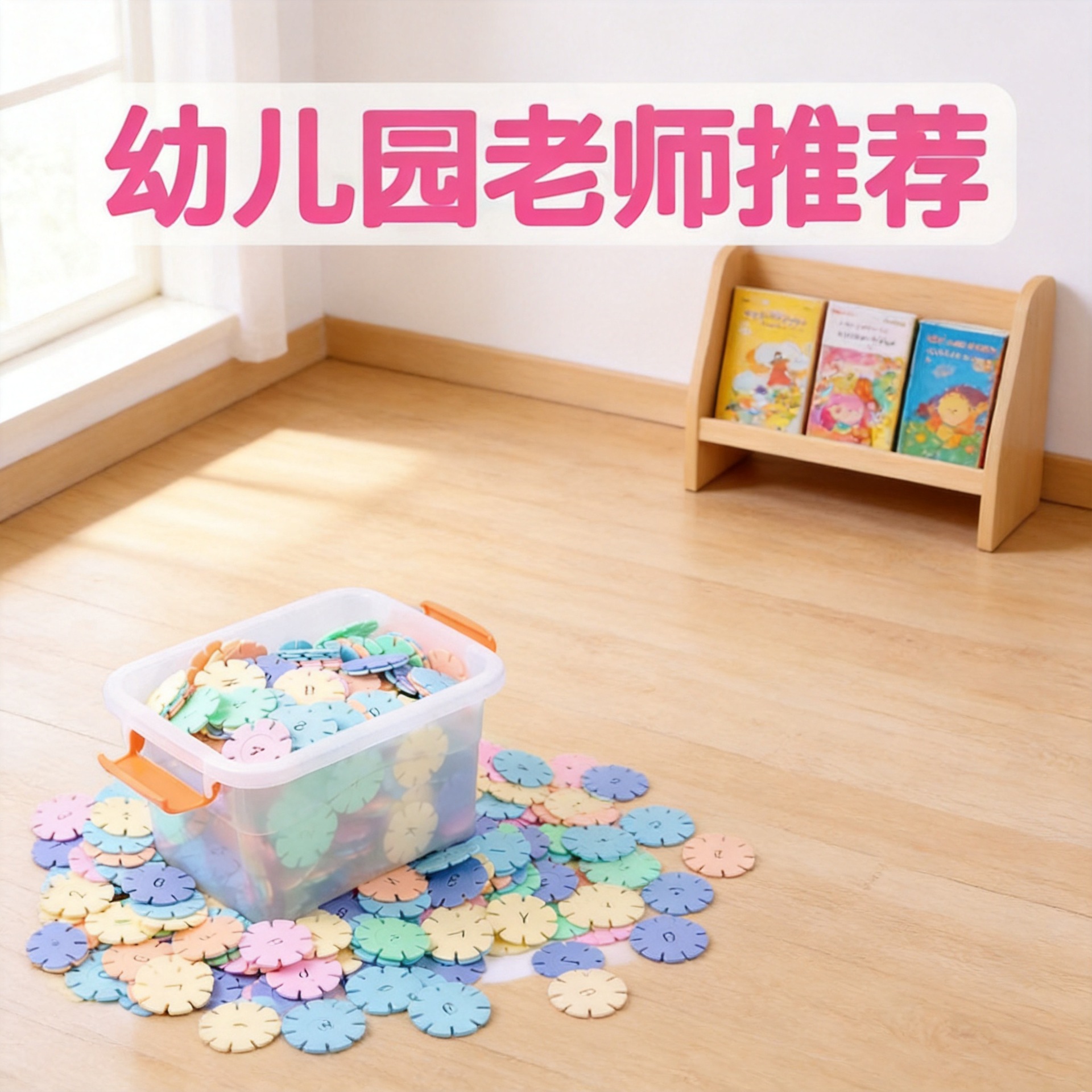 ของเล่นบล็อกตัวต่อเกล็ดหิมะสีมาการอง สีสว่าง ปริศนาสำหรับเด็ก บล็อกตัวต่อเพื่อการเรียนรู้ ขนาดใหญ่