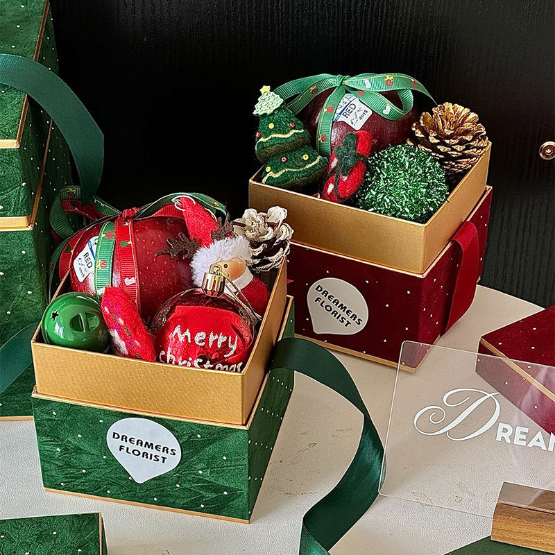 Huaxi Navidad fantasma caja de regalo caja de tela de terciopelo de alto nivel flor floral arreglado floral caja de regalo de Nochebuena