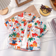 Children's Shirt 2023 New Model Baby Boys' Shirt Children's Spring and Autumn Top Thin Striped Long Sleeve Shirt Trendy