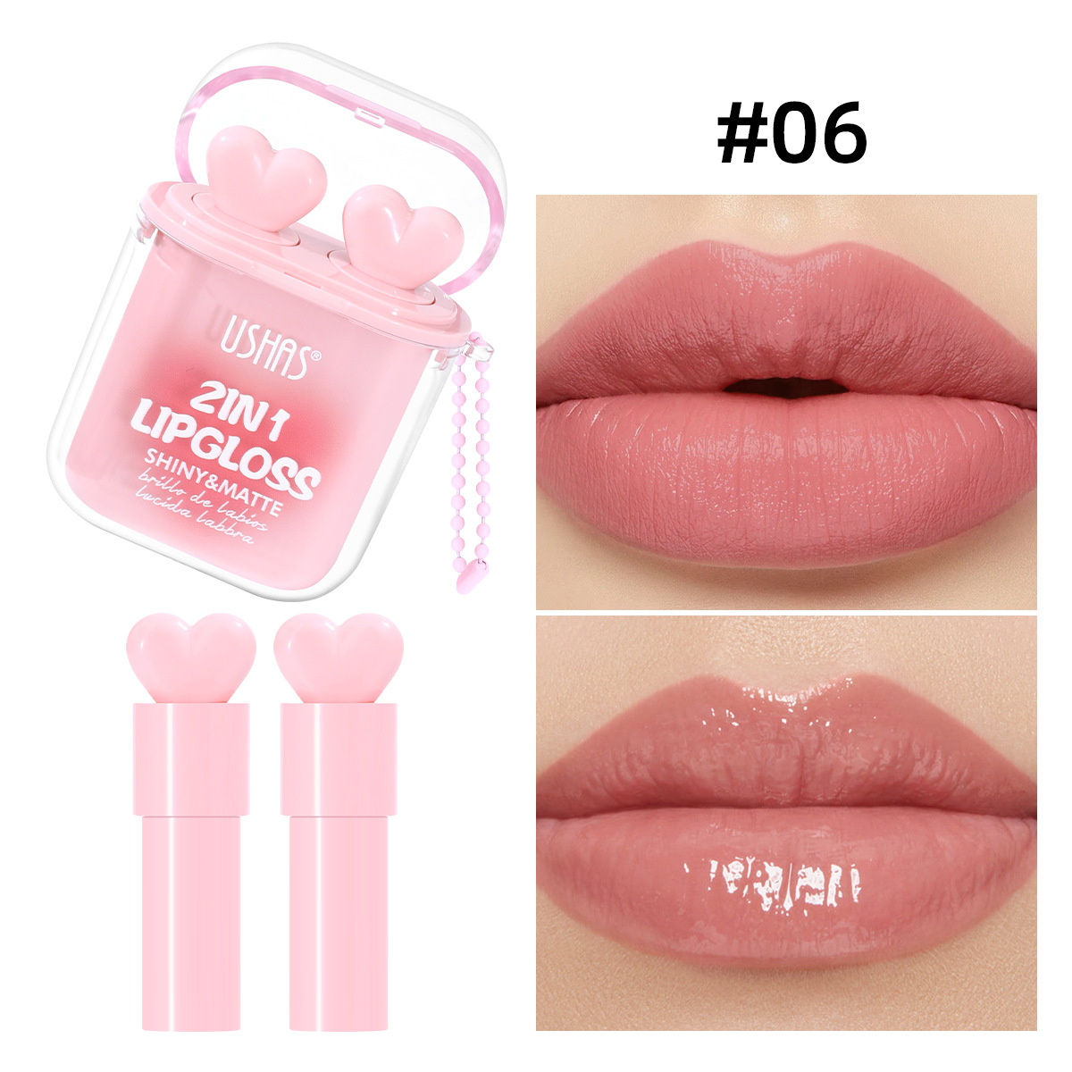 USHAS Transfronterizo Amazon Hot Sale Blush impermeable color duradero doble tubo lipstick ULG015