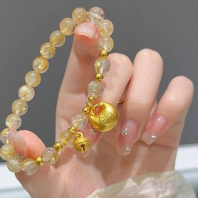 Small bell Blond Bracelet Light extravagance fashion Oscars Transfer bead Send his girlfriend Citrine Hand string