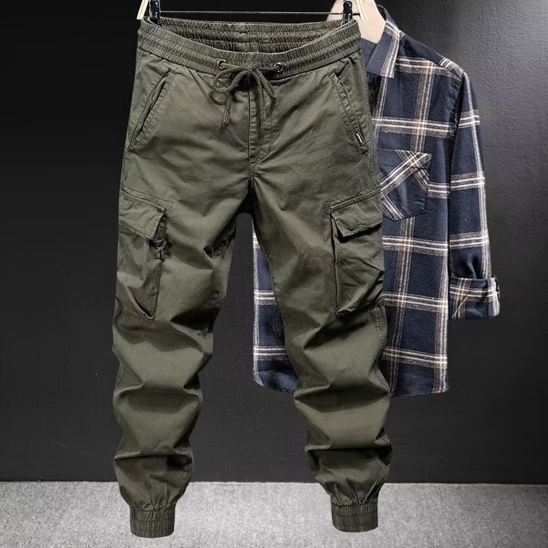 Color sólido hombre primavera y otoño marca de moda nueve pantalones sueltos pantalones casuales de moda juvenil pantalones de trabajo pantalones de verano hombre