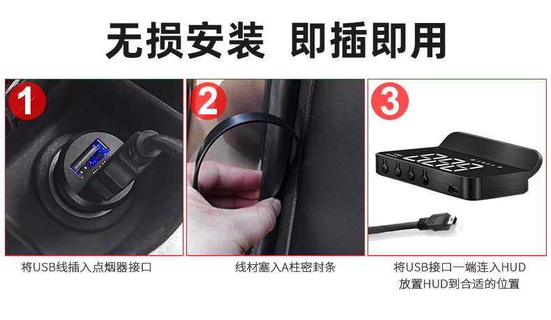 Cross-Border Hud Head-Up Display M1 Car Gps Speed Display High-Definition Multifunctional Instrument Projection Universal Dual-Mode for Cars