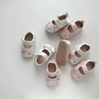 秋季新款婴儿鞋子可爱兔子女童学步鞋仿丝绸魔术贴软底鞋防滑单鞋