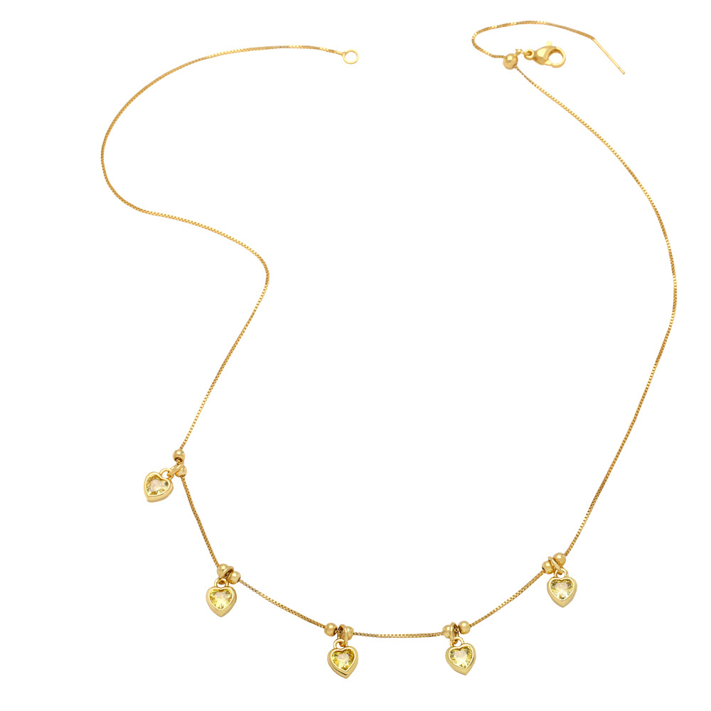 Fashion Heart Shape Copper Necklace Inlay Zircon Copper Necklaces