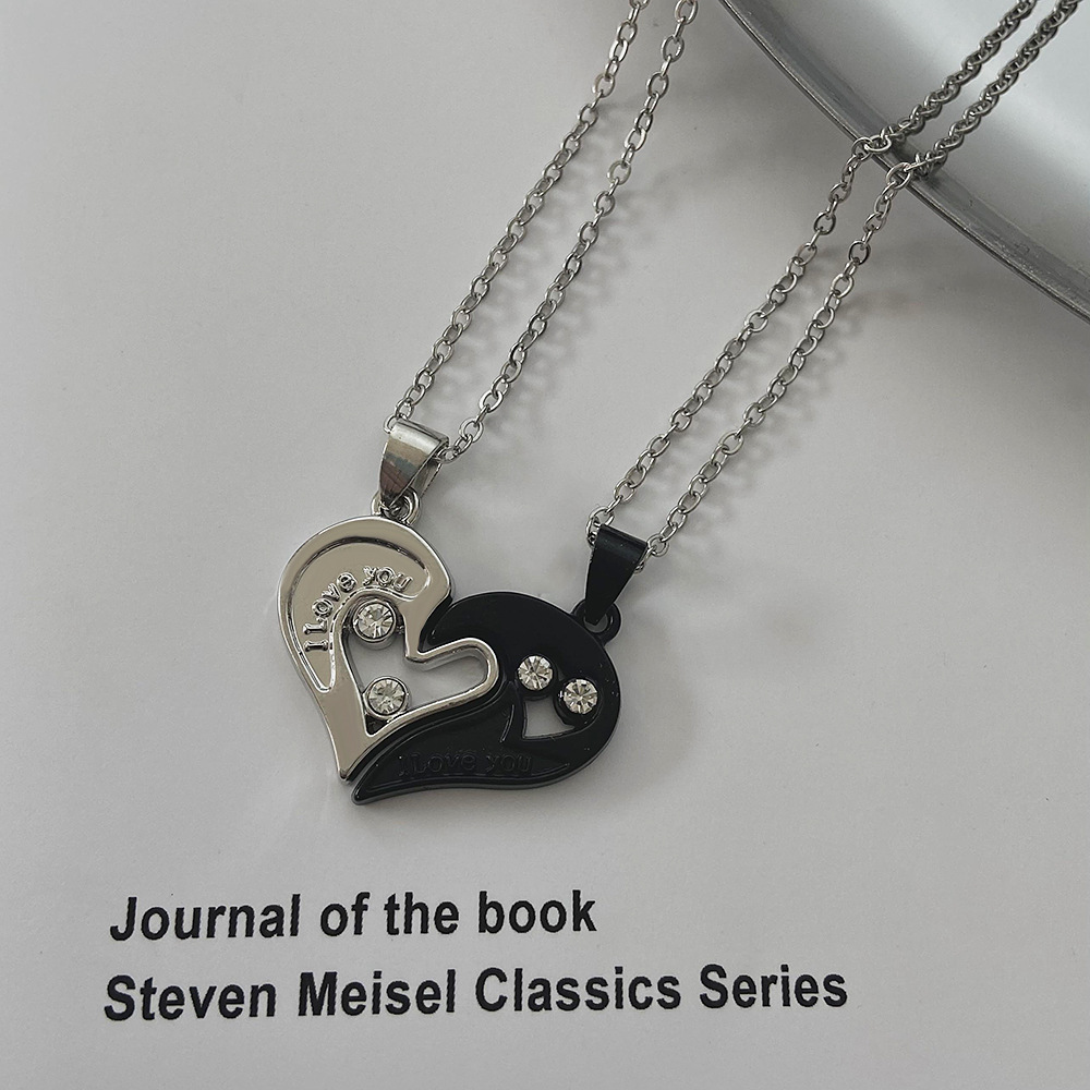 Necklace Classification Fashion Heart Shape Alloy Metal Rhinestone Necklace