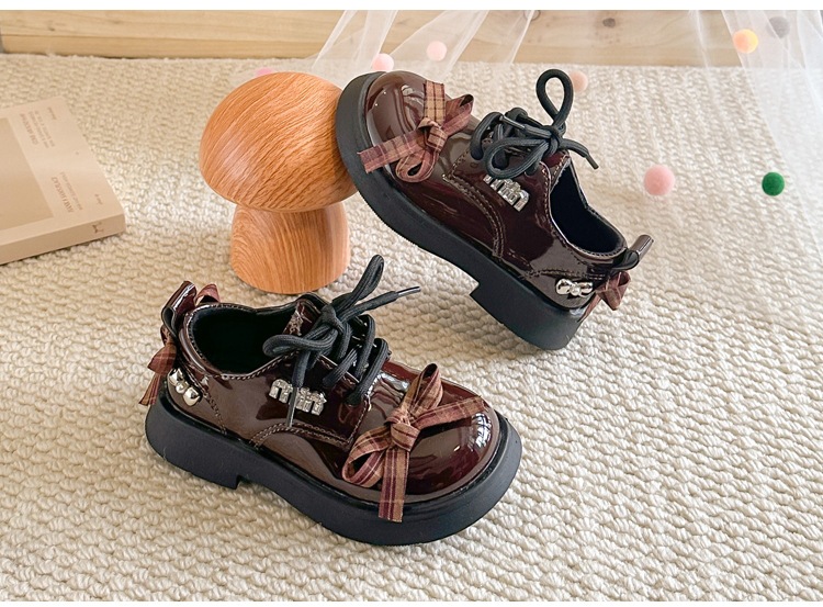 Mädchen Lederhalbschuhe Im Britischen Stil Mit Schleife Und Karo_voghion.com