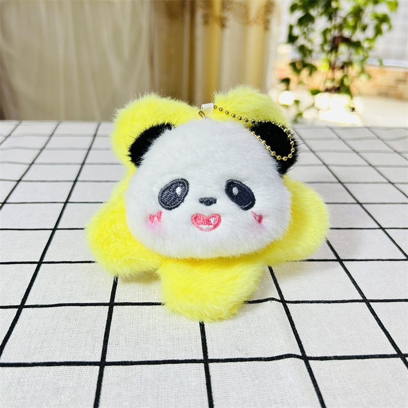 Linda flor panda muñeco de peluche mini girasol panda pequeño flor colgante llavero bolso de estudiante colgante