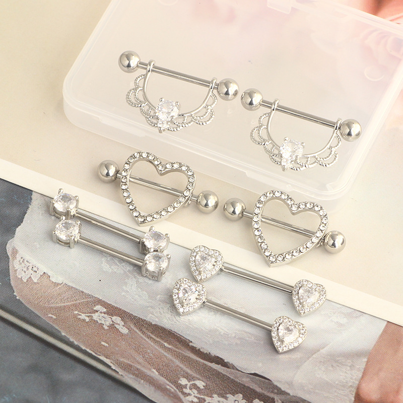 Nipple Ring Set Stainless Steel Star Body Piercing Jewelry Rose Gold detail image 10
