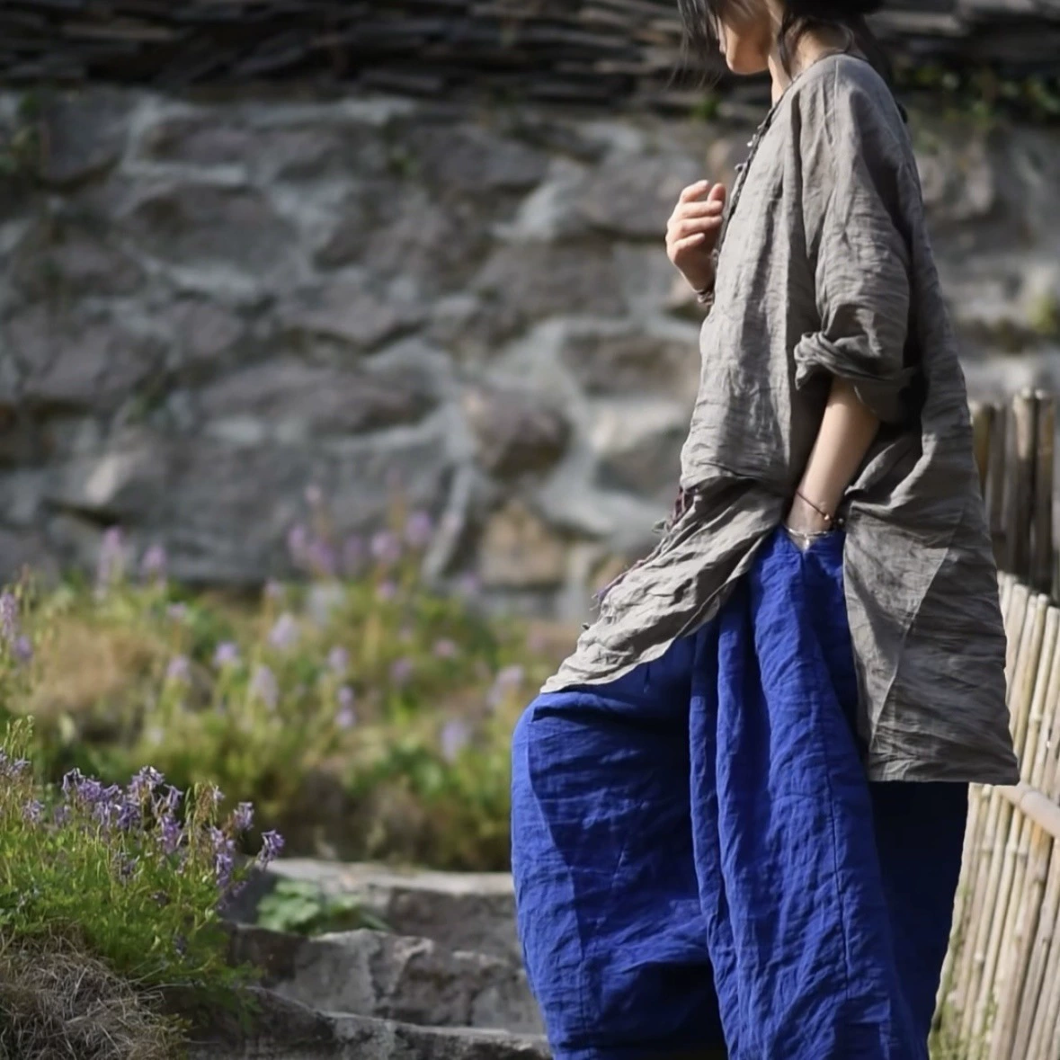 25/05 SN157 Весна/Лето Рами с боковыми пуговицами Винтажный халат средней длины в китайском стиле с завязками.