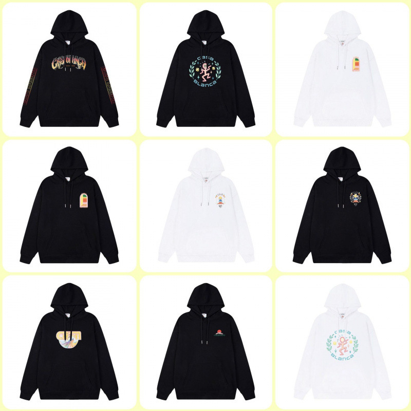 2026 Autumn Collection: New cross-border style, Casablanca cotton fleece hooded sweatshirt, unisex, with printed design, loose fit, trendy brand 2026 Autumn Collection: New cross-border style, Casablanca cotton fleece hooded sweatshirt, unisex, with printed design, loose fit, trendy brand
