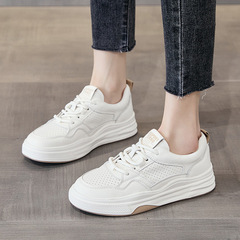 Genuine leather white shoes for women, soft-soled driving shoes, Korean version, sports and leisure, versatile genuine leather trendy brand flat shoes